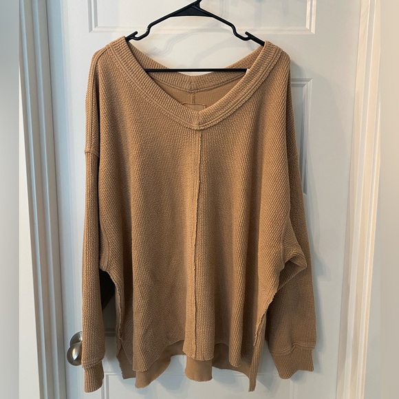 Aerie Wonder Texture Vneck Sweatshirt Knit - Picture 2 of 7